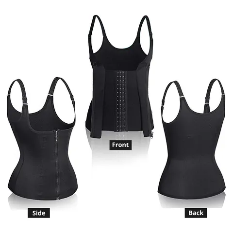 Gilet de Sudation en Spandex pour Femmes Gainant Contrôle du Ventre Corset avec Fermeture Éclair Débardeur Minceur pour Gym Fitness