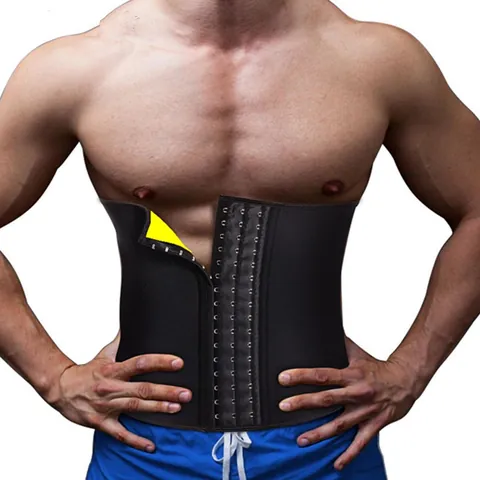 Men Neoprene Waist Trainer Sweat Belt For Workout Gym Sauna Effect Body Shaper Slimming Belt Top With Hook Closure