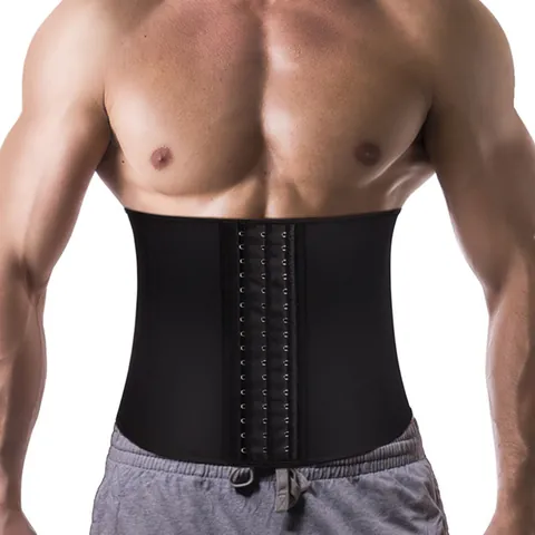 Men Neoprene Waist Trainer Sweat Belt For Workout Gym Sauna Effect Body Shaper Slimming Belt Top With Hook Closure