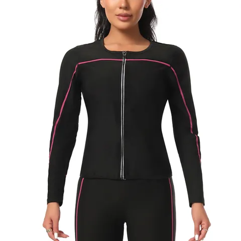 Combinaison de Sauna pour Femme Ensemble Veste à Manches Longues Et Pantalon Sportswear Thermique Revêtu d'Argent pour Gym Course