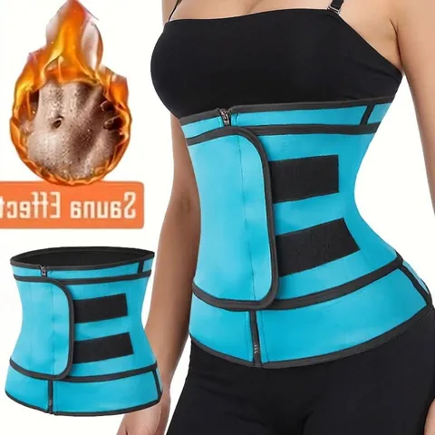 Ceinture de Sudation en Néoprène pour Femmes Effet Sauna Gaine Amincissante Sport Fitness Shapewear Avec Fermeture Éclair et Velcro