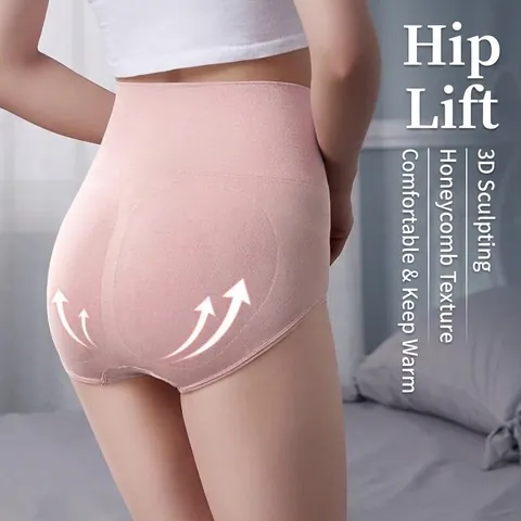 Women High Waist Tummy Control Panties Seamless Honeycomb Butt Lifting Underwear With Cotton Crotch Slimming Shapewear