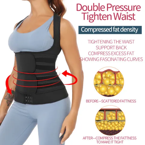 Gilet Modellante in Tessuto Composito per Donna Con Gancetti Multiriga e Doppie Cinture Regolabili Gilet Sauna per Fitness Modellante per il Corpo