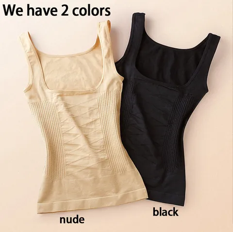 Women Seamless Shapewear Top Tummy Control Vest Nylon Slim Fit Compression Tank Top Body Shaper Undershirt Seamless Top