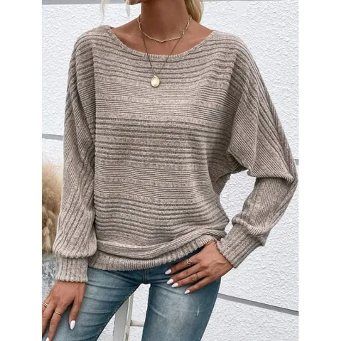 Γυναικείο Casual Μακρυμάνικο T-Shirt Ριμπ Στρογγυλή Λαιμόκοψη Πουλόβερ Μονόχρωμο Φλις Ζεστή Μπλούζα Φθινόπωρο Χειμώνας