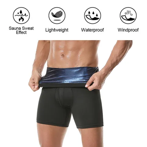 Short de Sauna pour Hommes Taille Haute Contrôle du Ventre Pantalon de Fitness Body Shaper pour Course Entraînement