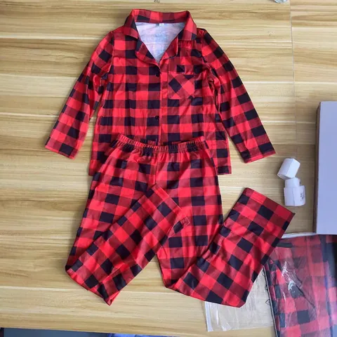 Christmas Red Black Buffalo Plaid Family Matching Pajamas Set Long Sleeve Shirt And Pants Sleepwear For Men Women Kids Baby