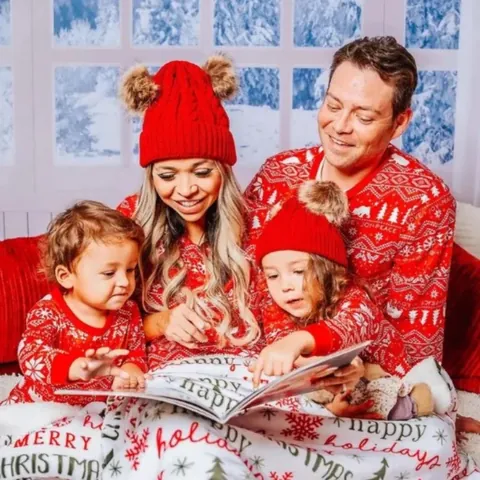 Kerst Gezinsovereenkomst Pyjamaset Rood Ijsbeer Sneeuwvlok Bedrukt Top And Bottom Nachtkleding Voor Heren Dames Kinderen Baby