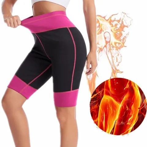 Short de Sauna Femme en Néoprène Taille Haute Contrôle du Ventre Pantalon de Yoga Fitness Legging Modelant Short de Sport