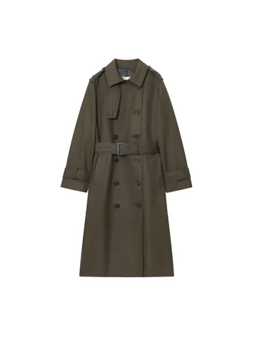 Trench-coat Long à Double Boutonnage pour Femmes Style Britannique Imperméable avec Ceinture Épaulettes Couleur Unie Mode Haut