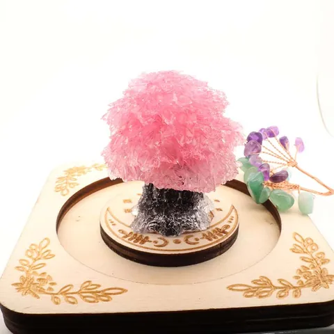 Natural Crystal Chips Resin Money Tree Ornament Handmade Epoxy Lucky Tree For Desktop Office Home Decoration Zen Figurine