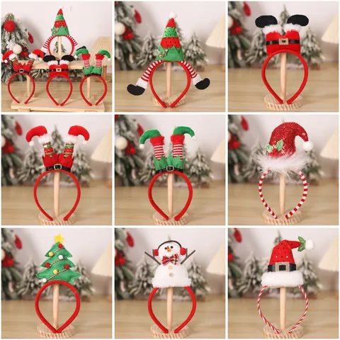 Kerstmis Haarband Elf Benen Kerstmuts Pailletten Pluche Haarklem Voor Kerstmis Feest Kostuum Decoratieve Hoofddeksels Accessoires