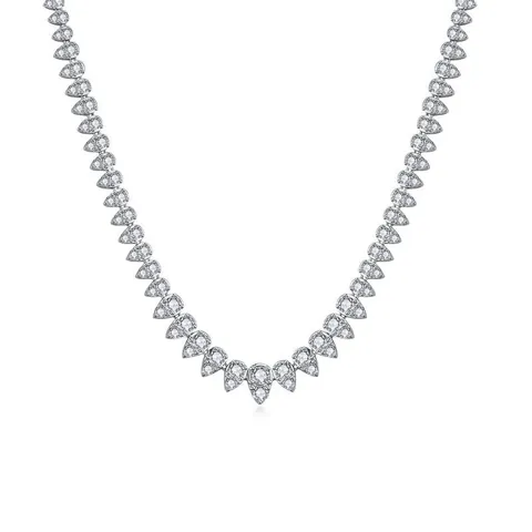 Luxury Moissanite 925 Sterling Silver Necklace For Women GRA Certified 18K White Gold Plated Full Pavé Pear Cut Moissanite Tennis Chain For Wedding Party Banquet Jewelry Gift