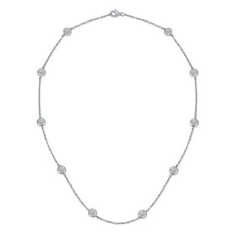 925 Sterling Silver Moissanite Bubble Station Necklace Bracelet For Women 18K Gold Plated Round Cut Moissanite GRA Jewelry Gift
