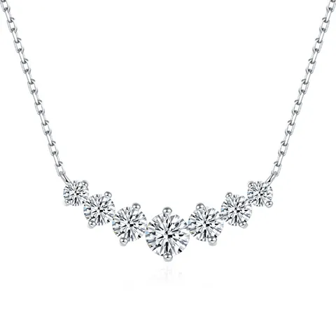 GRA Zertifizierte 925 Sterlingsilber Lächeln V-Form Moissanit Anhänger Halskette Rundschliff D Farbe Moissanit Halskette Für Damen Schmuck