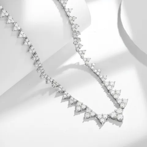 Collier Moissanite en Argent Sterling 925 de Luxe pour Femme Bijoux de Mariage Banquet Design en V Certificat GRA