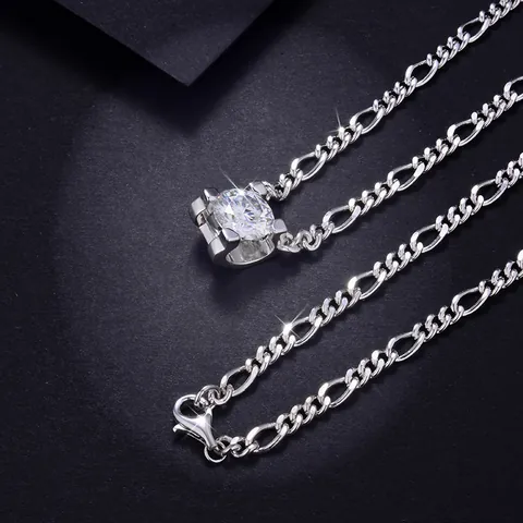 Collier Pendentif Moissanite Argent Sterling 925 Chaîne Cuban Figaro Hip Hop Ras Du Cou Tête De Taureau Bijoux Pour Couples