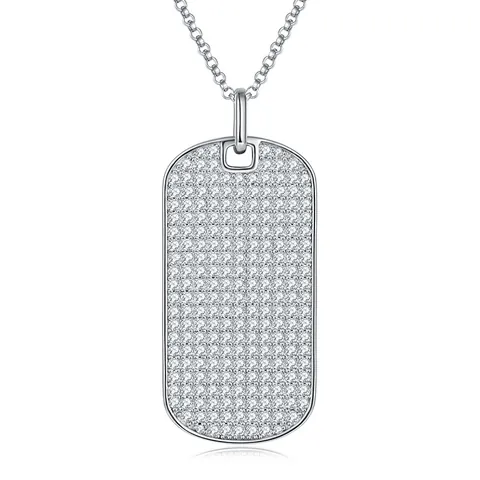 Collar con Colgante de Moissanita Hip Hop para Hombre Plata de Ley 925 Color D VVS Óvalo Dog Tag GRA Joyería de Moda