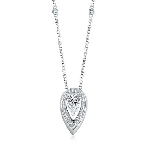 Luxury 1.5 Carat Pear Cut Moissanite Pendant Necklace S925 Sterling Silver 18k Gold Plated Waterdrop Jewelry For Women
