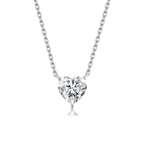 Luxury 925 Sterling Silver Heart Shaped Moissanite Pendant Necklace For Women GRA Certified Gold Plated Clavicle Chain Jewelry