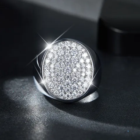Bague Moissanite Hip Hop de Luxe pour Homme en Argent Sterling 925 Pave Couleur D VVS Chevalière Bijoux Cadeau avec Certificat GRA