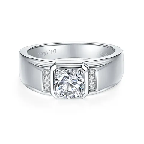 925 Sterlingsilber Moissanit Ring Für Herren D Farbe VVS1 Moissanit Hochzeit Verlobungsband GRA Zertifizierter Schmuck