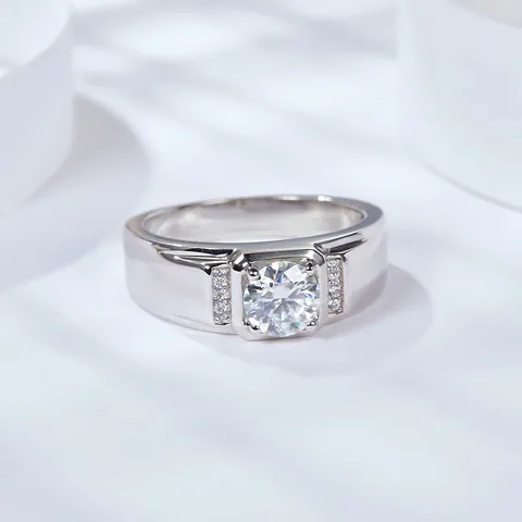 925 Sterlingsilber Moissanit Ring Für Herren D Farbe VVS1 Moissanit Hochzeit Verlobungsband GRA Zertifizierter Schmuck
