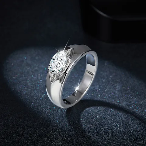 Minimalistischer 925 Sterlingsilber Ovaler Moissanit Ring Für Damen Herren 1ct D Farbe VVS1 Moissanit Verlobung Hochzeit Ring GRA Zertifikat