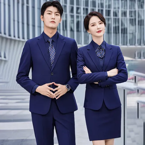 Business Suit Top And Bottom For Men Women Slim Fit Professional Formal Office Uniform Notched Lapel Blazer Trousers