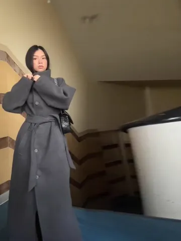 Cappotto Lungo Donna Elegante Collo Alto Poliestere Vestibilità Slim Monopetto Cappotto Stile Lana Con Cintura Regolabile