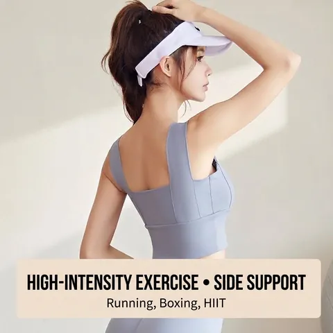 Naadloze Schokbestendige Sportbeha voor Dames Brede Schouderbanden Uitneembare Pads Polyester Elastaan Fitness Yoga Hardlopen Top
