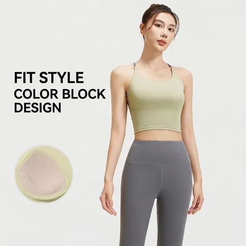 Dames Hoge Elasticiteit Yoga Sport Top Schokbestendig Geplooid Mouwloos Fitness Gym Training Activewear Vest Tank Top