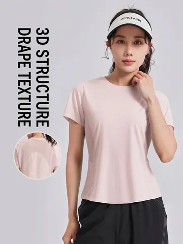 Women Sports T-Shirt Loose Mesh Patchwork Back Yoga Top Breathable Quick Dry Short Sleeve Running Fitness Athletic Apparel