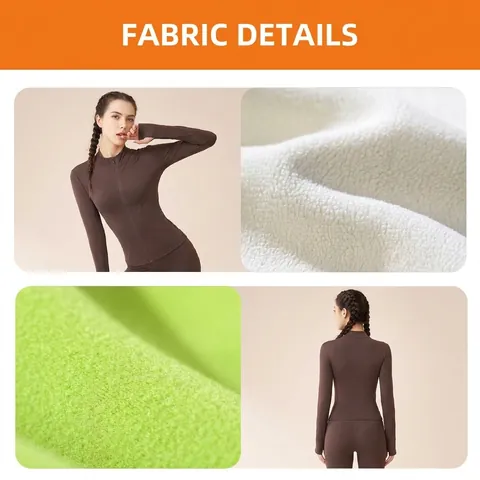 Women Thermal Fleece Lined Yoga Set Zip Up Jacket And High Waist Leggings Slim Fit Athletic Sportswear Top And Bottom