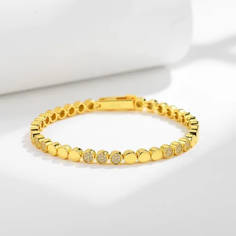 925 Sterling Silver Moissanite Bracelet For Women Dainty Round Bubble Dot Inlaid Stacking Chain Bracelet 18K Gold Plated Fashion Jewelry With GRA Certificate