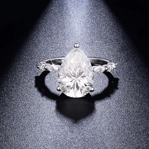 GRA 925 Sterling Silver Moissanite Ring For Women Pear Cut Water Drop Engagement Ring 18K Gold Plated Luxury High Quality Gemstone Finger Ring Jewelry