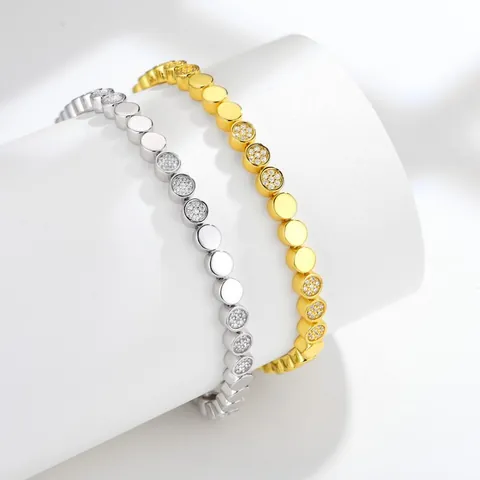 925 Sterling Silver Moissanite Bracelet For Women Dainty Round Bubble Dot Inlaid Stacking Chain Bracelet 18K Gold Plated Fashion Jewelry With GRA Certificate