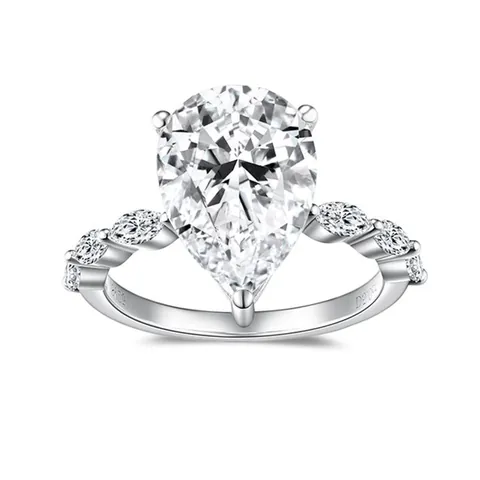 GRA 925 Sterling Silver Moissanite Ring For Women Pear Cut Water Drop Engagement Ring 18K Gold Plated Luxury High Quality Gemstone Finger Ring Jewelry