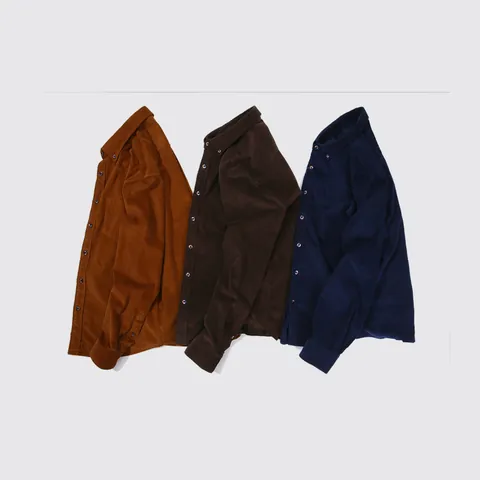 Men Vintage Cotton Corduroy Shirt Casual Long Sleeve Sand Washed Solid Color Button Down Top Workwear Shirt For Men