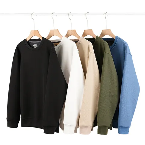 Men Minimalist Round Neck Sweatshirt Solid Color Long Sleeve Pullover Slim Fit Casual Top For Spring Winter Brushed Texture