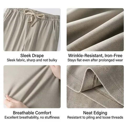 Pantalones Casuales de Seda de Hielo para Hombre Verano Pierna Recta Secado Rápido Deportivos Transpirables con Cordón