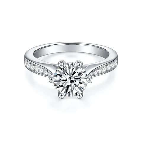 Anillo de Piedra Danzante de Moissanita de Un Quilate Certificado GRA en Plata de Ley S925 con Engaste de Seis Garras Anillo de Compromiso Giratorio para Mujer