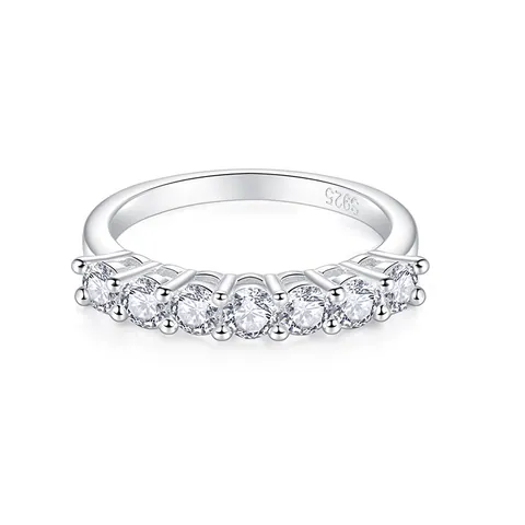 GRA 925 Sterling Silver Moissanite Ring For Women D Color VVS1 Classic 5 Row 7 Star Band Ring Korean Fashion Jewelry Gift