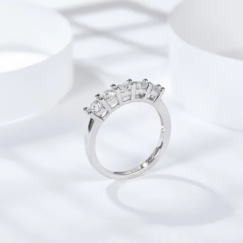 GRA 925 Sterling Silver Moissanite Ring For Women D Color VVS1 Classic 5 Row 7 Star Band Ring Korean Fashion Jewelry Gift