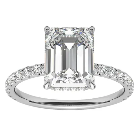 Lussuoso Anello in Moissanite Taglio Smeraldo in Argento Sterling S925 Fascia di Fidanzamento per Donna Pavé Gioielli Nuziali Con GRA