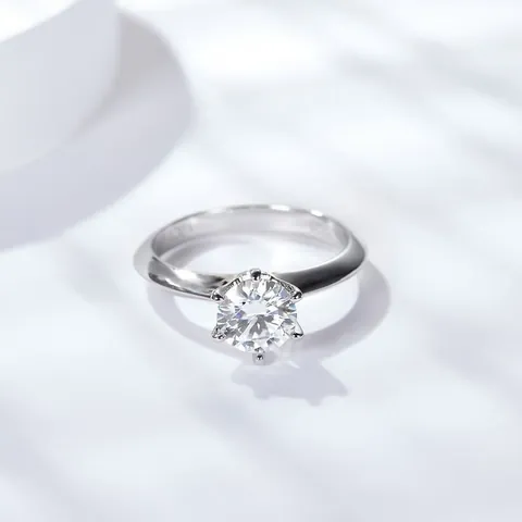 Anello Moissanite in Argento Sterling 925 per Donna Incastonatura a Sei Griffe Braccio Torsione Corona Anello Fidanzamento Matrimonio Con Certificato GRA