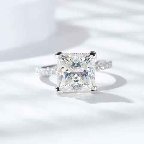 GRA Lussuoso Anello Moissanite Taglio Princess Argento Sterling 925 Scintillante Diamante Da Laboratorio Anello Di Fidanzamento Donna Gioielli