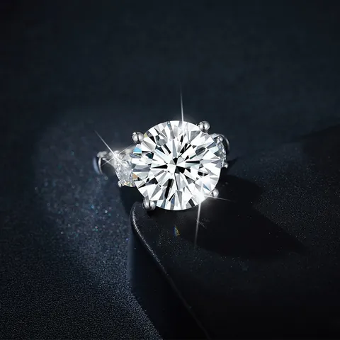Luxus 8 Karat Rund Moissanit Ring 925 Sterlingsilber Vergoldet Hochzeit Verlobungsring Für Damen Mit GRA Zertifikat