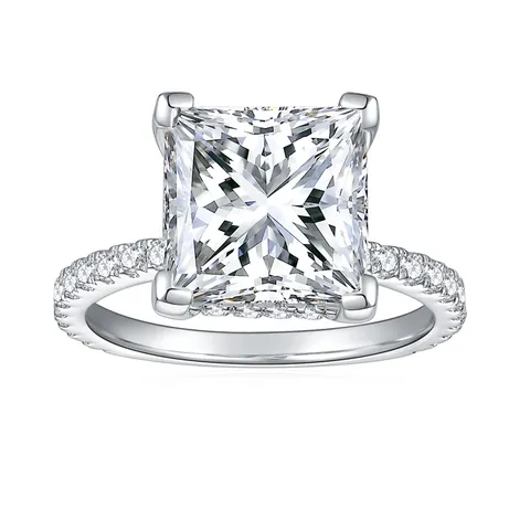 GRA Luxury Princess Cut Moissanite Ring 925 Sterling Silver Sparkling Lab Diamond Engagement Ring For Women Jewelry