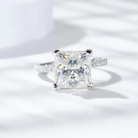 GRA Luxury Princess Cut Moissanite Ring 925 Sterling Silver Sparkling Lab Diamond Engagement Ring For Women Jewelry